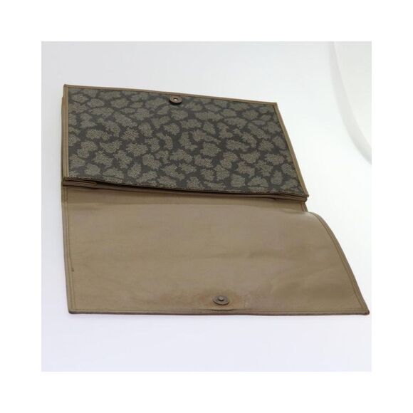 Pre Loved SAINT LAURENT  Clutch Bag Leather nylon 2Set Gray Khaki Auth ar11245 - Picture 9 of 10